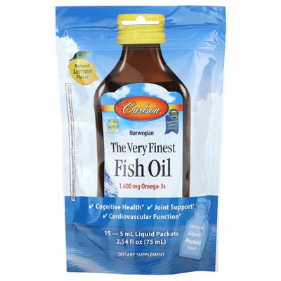 Norwegian, Premium Fish Oil, Natural Lemon, 1,600 Mg, 15 Packs, 5 Ml Each