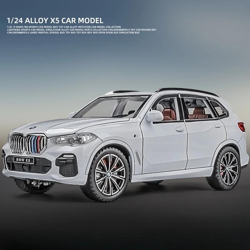 1:24 BMW X5 Models Miniature Cars Toy SUV 6 Doors Opened Vehicles Rubber Tires with Sound Light Car Children's Educational Toys