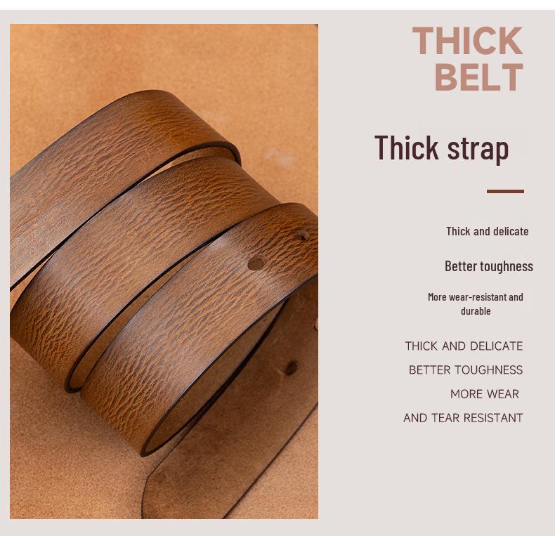 Men's Retro Vegetable-Tanned Leather Belt - Genuine Cowhide, Handmade, Casual Versatile Style