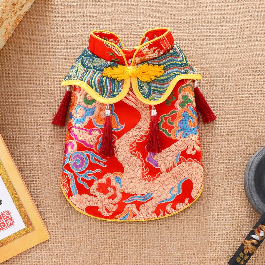 

New Year Pet Clothing Chinese Spring Festival Dog Clothes Tang Suit Cheongsam Pomeranian Poodle Bichon Schnauzer Costume Coat XS（old）