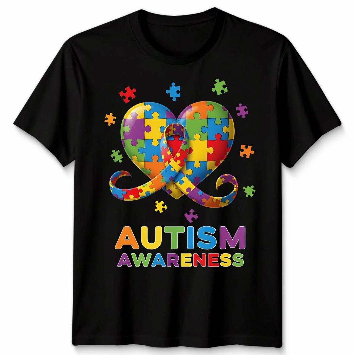 Autism Awareness Unisex TShirt Ribbon Puzzle Pieces Colors Gift 4XL