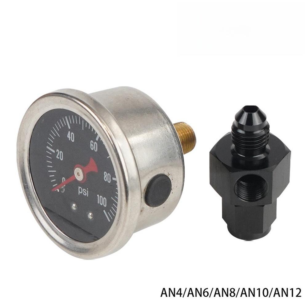 Silver 0-100 Psi Gauge Automotive Fuel Pressure Gauge Automotive Tools 1 8 NPT Gauge Aluminum Connectors Easy Installation