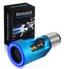 Super Bright BA20D H4BS LED Motorcycle Headlight, White, Blue, Angel Eye, Built-In Squid Ring,
