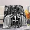 1PC Religion Print FlAannel Blanket, High quality Comfortable for All Seasons, Home Decor, Warmth and Comfort