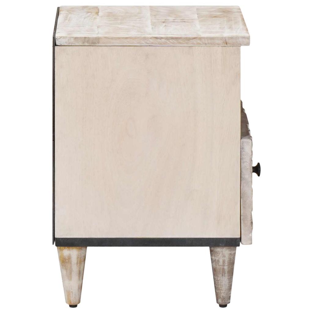 Bedside Table 2 pcs White 40 x 33 x 46 cm Solid Mango Wood
