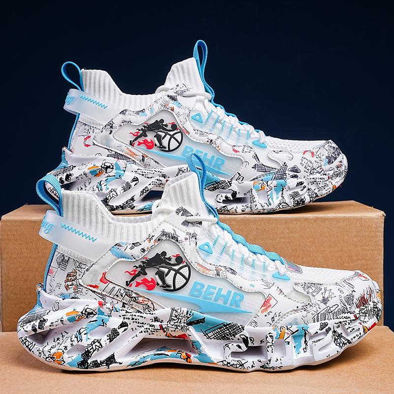 High Street Graffiti Men Sneakers Women Lightweight Blade Running Shoes Comfy Cushioning Sock Sports Walking Shoes Male Footwear