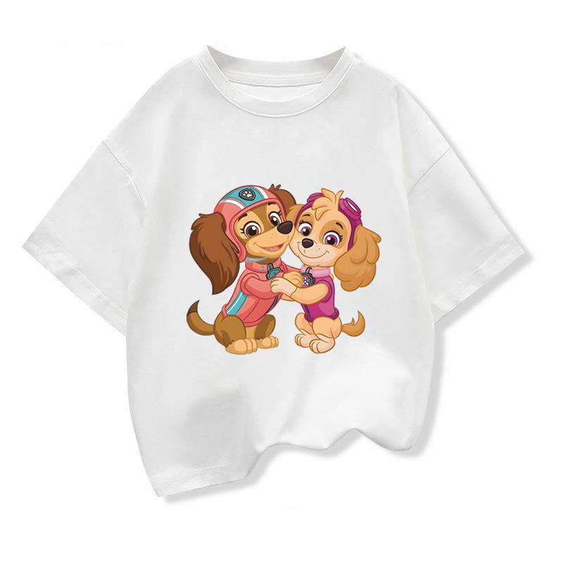Paw Patrol Children Short Sleeved Tees Tshirt Girls Funny Clothing Summer  Basic Tops Kids Loose O-neck Cartoon T-shirt