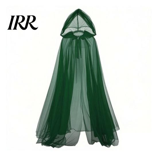 Hooded Mesh Cloak for Adults, 2 Layer Sheer Tulle Cape, Halloween Gothic Witch Queen Cosplay Costume Renaissance Accessories Grim Reaper