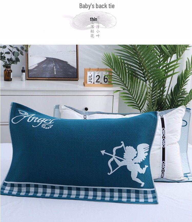 Yiwenwo Non-Slip Extra Large Cotton Gauze Pillowcase with Fixed Straps for Students & Adults