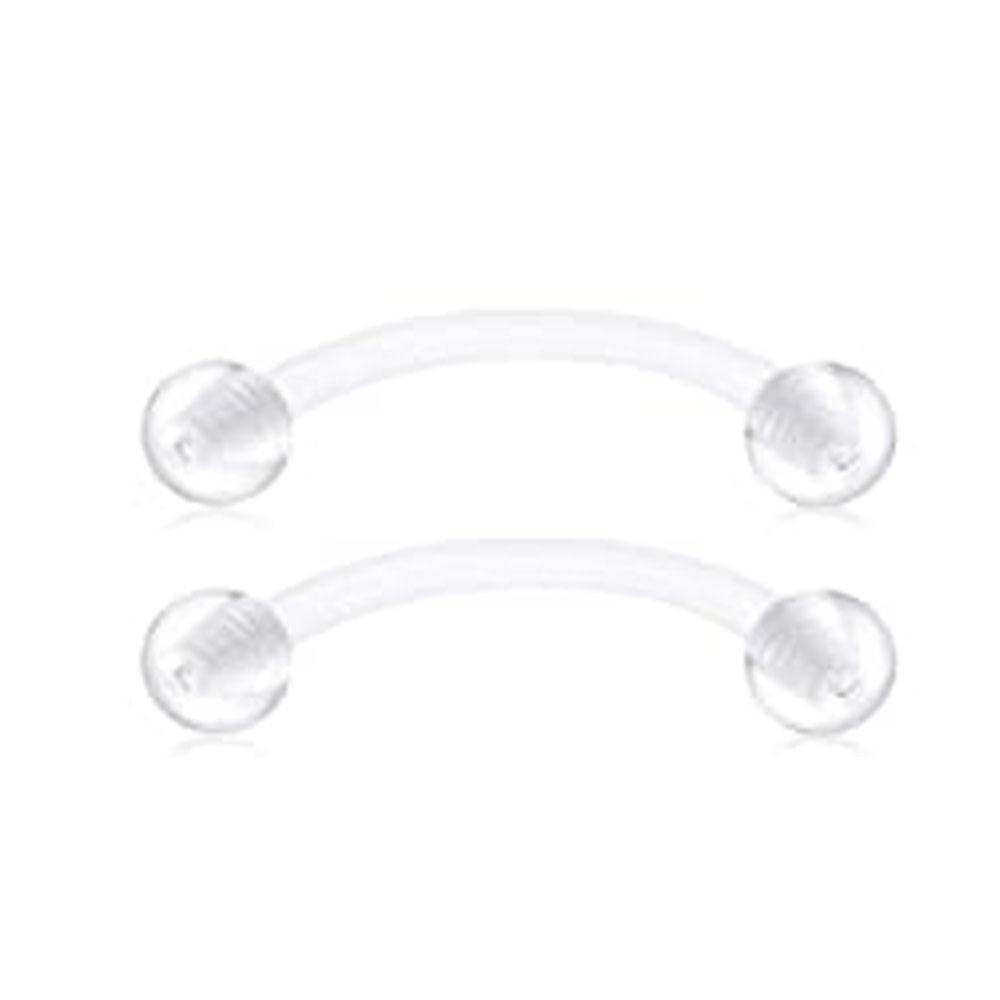 2-10Pieces 14G 16G Eyebrow Piercing Fixer Jewelry Bioflex Plastic Transparent Lip Belly Ring Barbell Cartilage 6mm 8mm 10mm 12mm