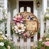 Welcome Home Metal Yard Sign 2D Round Iron Bird Flower Garden Decor Outdoor Patio Porch Wall Art 8x8 Inch