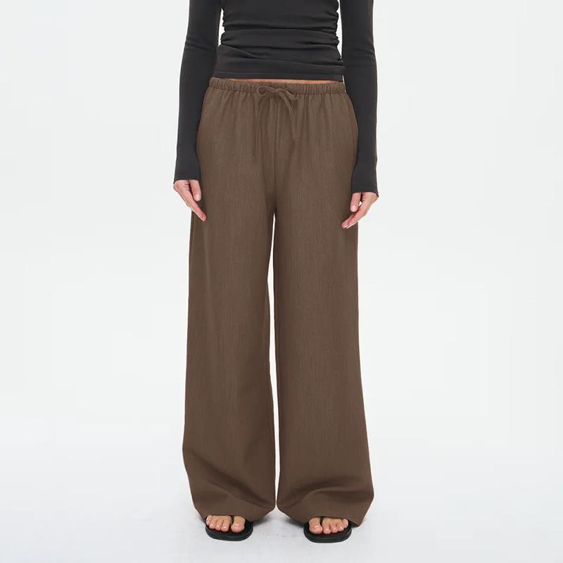 2026 Spring/Summer Women s Versatile Elastic Waist Straight-Leg Trousers Small