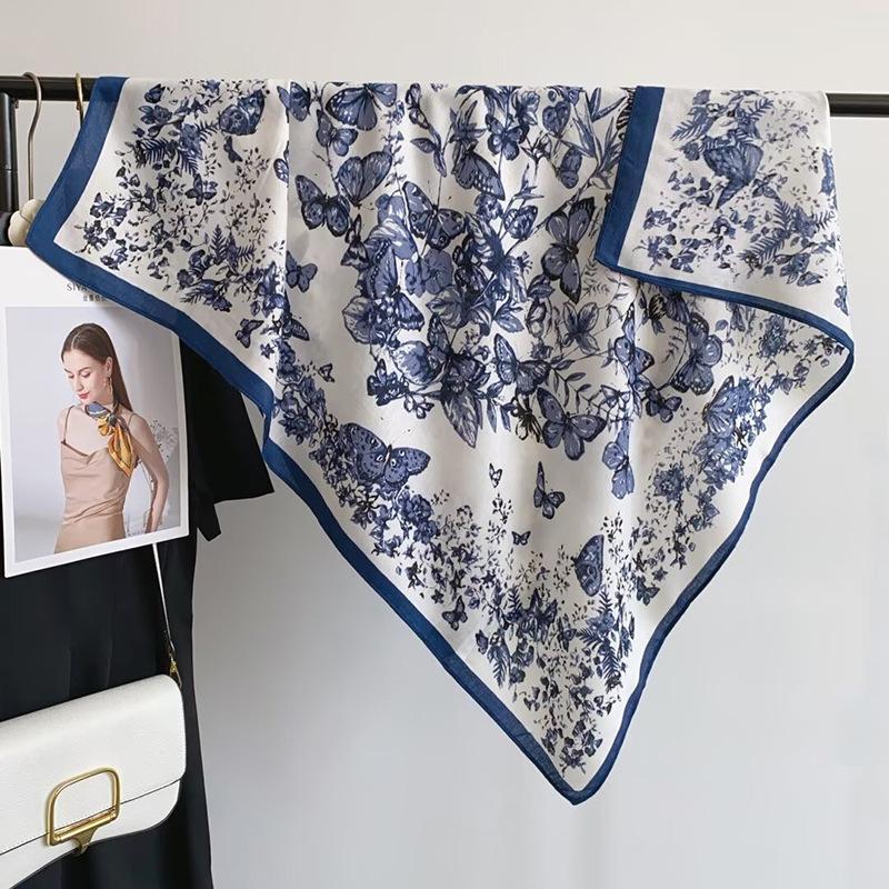 

Элегантный темперамент нишевый национальный стиль принт бабочки и цветов модный шарф для женщин с высококачественной ретро-шалью в елочку 90*90