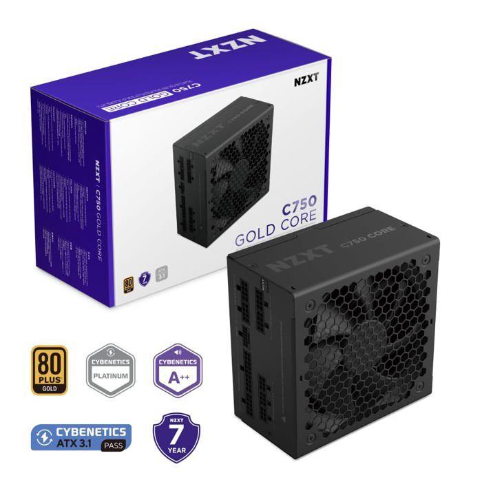 Alimentation modulaire ATX 750W - NZXT - 80 Plus Gold - Cybenetics Platinum - Ventilateur 135 mm - Mode Zero RPM