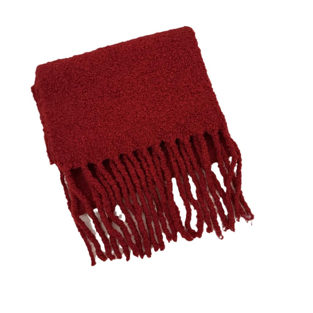 Écharpe Automne/Hiver Polyvalente Couleur Unie Pompon Écharpe Simple et Chaude