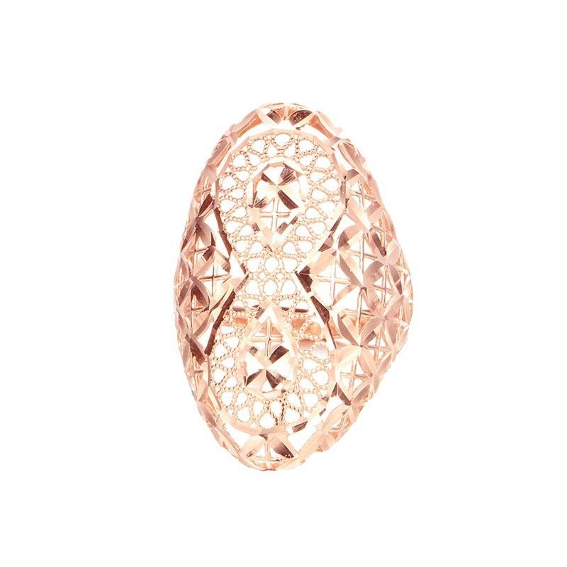 Russia 585 Purple Gold Wide Version Hollow Ring Korean Version Rose Gold Plated Open Ring Women'S Model