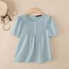 Blusa Casual da Donna a Maniche Corte e Girocollo a Tinta Unita