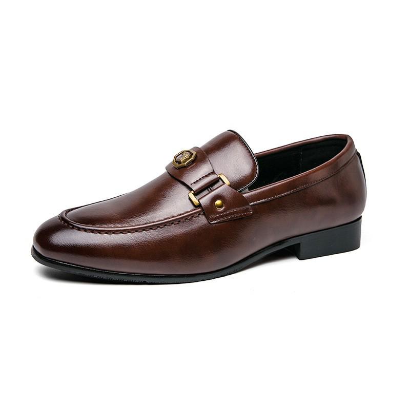 Men s Plus Size Formal Leather Slip-On Loafers - New Spring Arrival 48 коричневый