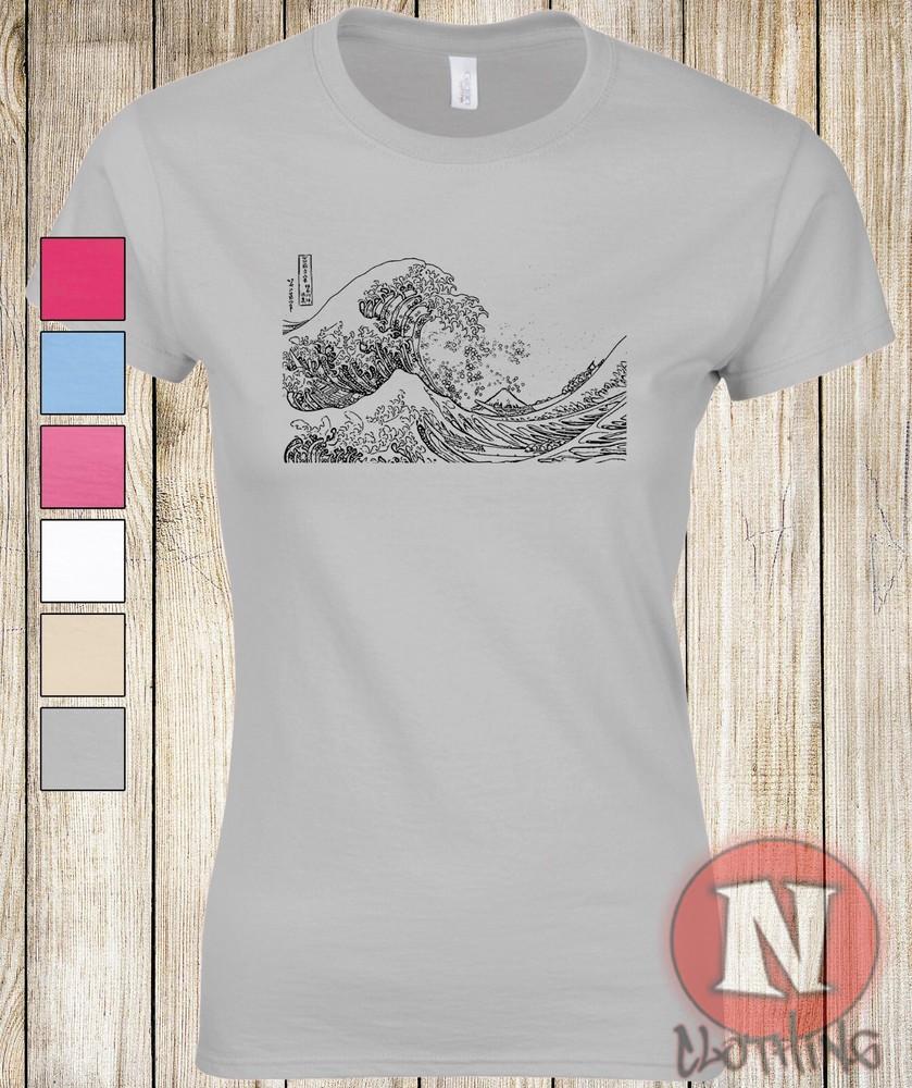 Toller Welle Von Kanagawa T-Shirt Damen Figurbetont Japanisch Kunst T-Shirt