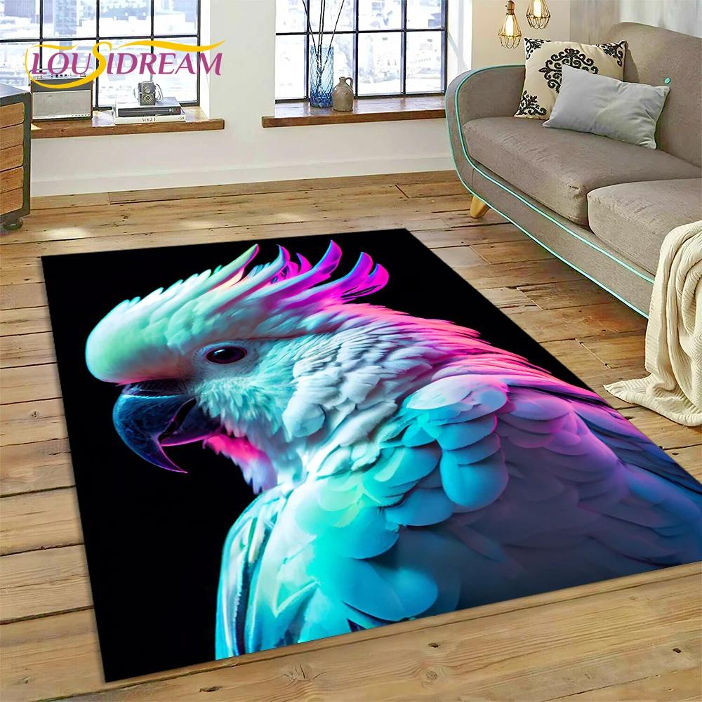 Colorful Parrot Macaw Budgerigar Bird Carpet Rug for Home Living Room Bedroom Sofa Doormat Decor,kid Area Rug Non-slip Floor Mat