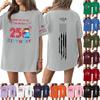Damski casualowy modny top T-shirt z okrągłym dekoltem, krótkim rękawem i casualowym nadrukiem