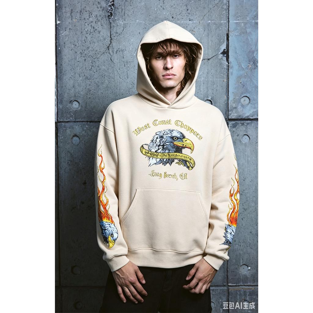 West Coast Choppers Adler Grafik Hoodie Herren Damen Herbst Winter Sweatshirt Streetwear Y2k Übergroß Klassischer Pullover Trainingsanzug Damen Herren Kleidung