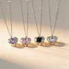 Crystal Heart Pendant Necklace - Multiple Colors, Silver Clavicle Chain, Fashion Jewelry