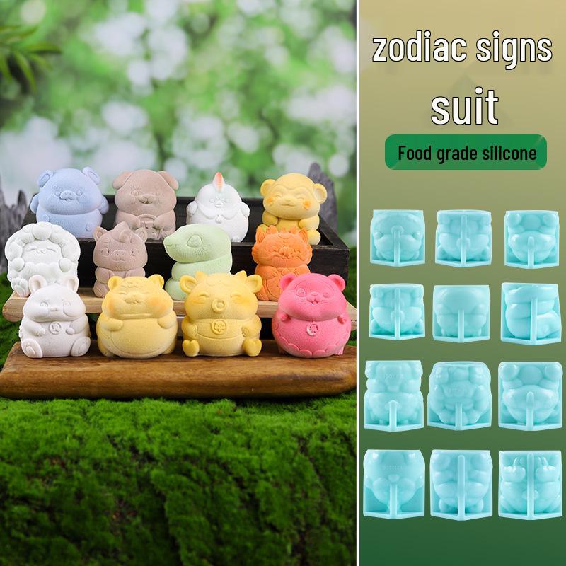 **Chinese Zodiac Silicone Molds: 3D Cartoon Chocolate & Cake Decorating Set**