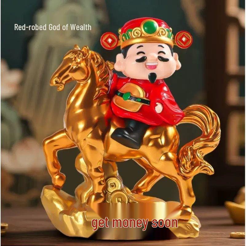 Solar-Powered Fortune God Waving Ornament - Stress Relief & Festive Charm for Car or Office, Perfect Birthday Gift