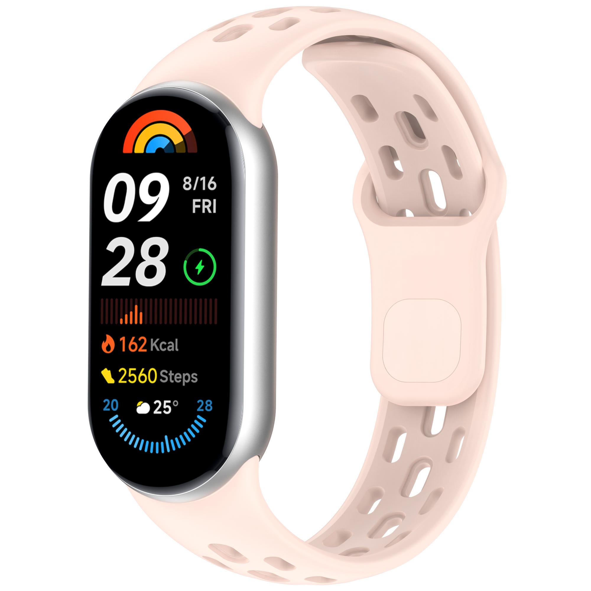 

Silicone strap for Xiaomi Mi Band 10 Accessories Sport breathable Bracelet Wristband belt pulseira correa for Xiaomi Mi band 9 8 For Mi Band 8 светло-розовый