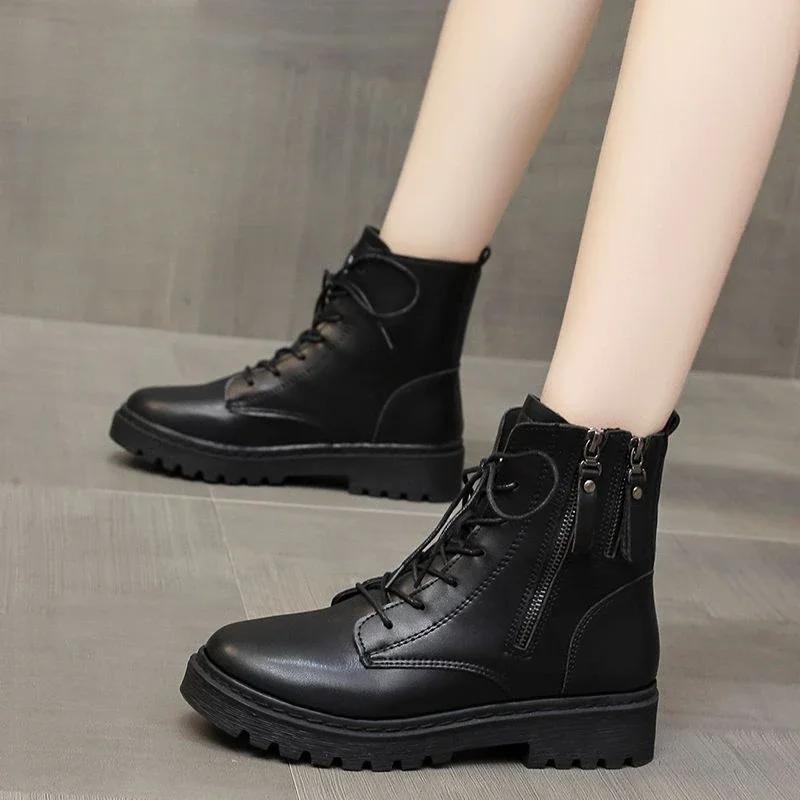 Fashion Elegant With Medium Heels Woman Short Shoes High Platform Winter 2024 Ankle Boots for Women Quality Autumn Y2k Spring Pu Booties