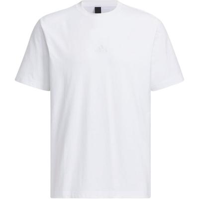 Solid Color Logo Embroidered Crew Neck Short Sleeve Drop Shoulder T-Shirt Men Tops White IA8130