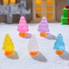 10Pcs Mini Christmas Tree Decoration Glow In The Dark Resin Crafts DIY Dollhouse Snow Garden Desktop Miniature Xmas Tree Ornament Holiday Decor