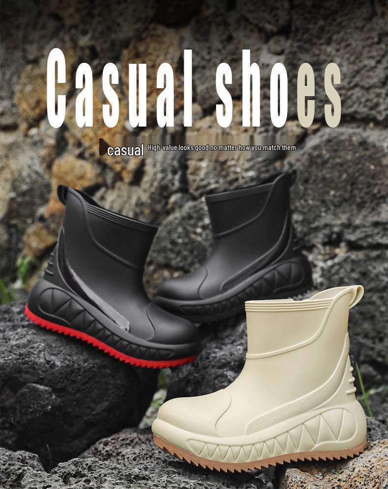 Men's Non-Slip, Wear-Resistant Rain Boots with Thick Soles for Outdoor, Fishing, and Casual Use