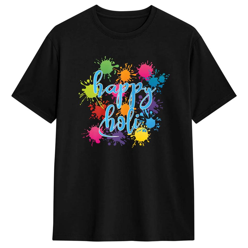 Men Happy Holi - For Women s Color India -Hindu T Shirts Pure Cotton Clothing Vintage Short Sleeve O Neck Tee Shirt