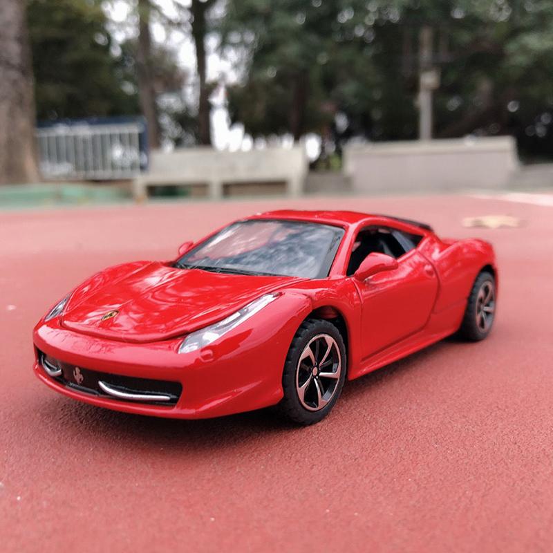 1/32 Ferrari 458 Supercar Alloy Muscle Car Model Sound and Light Pull Back Children's Toy Collectibles Birthday Gift