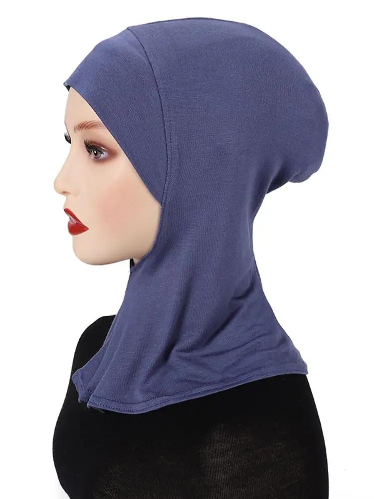 21Colors Soft Modal Elastic Basic Inner Turban Cap Muslim Women Solid Color Wrap Hijab Hats Wear Directly Headscarf Underscarf