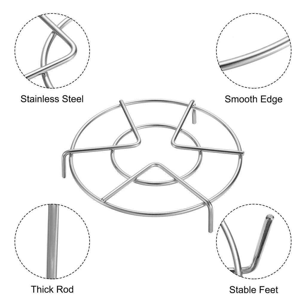Uxcell Set of 2 6.3" Diameter Stainless Steel Trivet Steamer Racks for Pots, Electric Pressure Cookers, and Frying Pans, Silver (1.2"/2.8" Height)