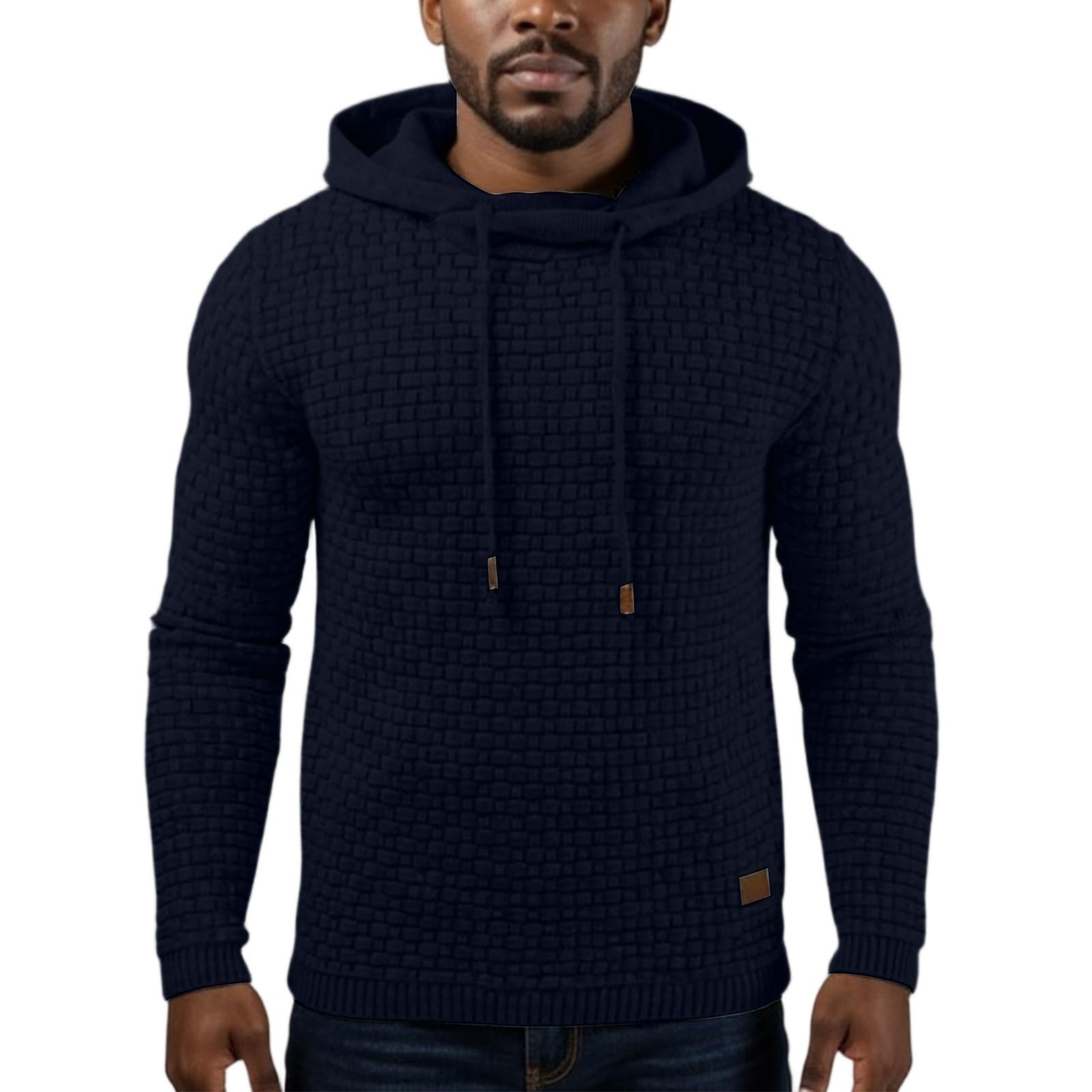

Men s Hooded Sweatshirt, Contrasting Color Sweatshirt, Sports Zipper Casual Jacket M тёмно-синий