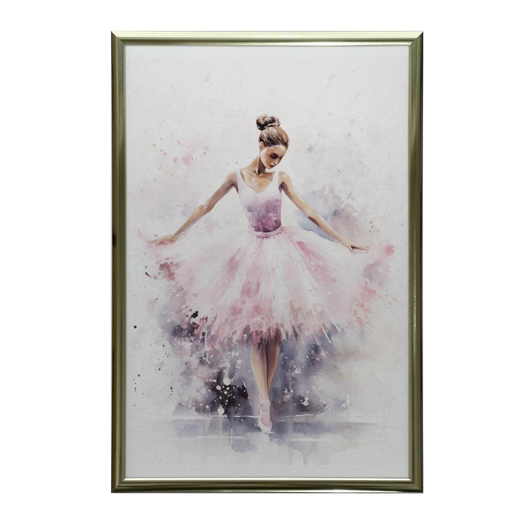 Enchanting Ballerina Dance Enchanting Ballerina Dance, 30X40 Cm, Dark Brown Wooden Frame, 230 Gsm Matte Paper