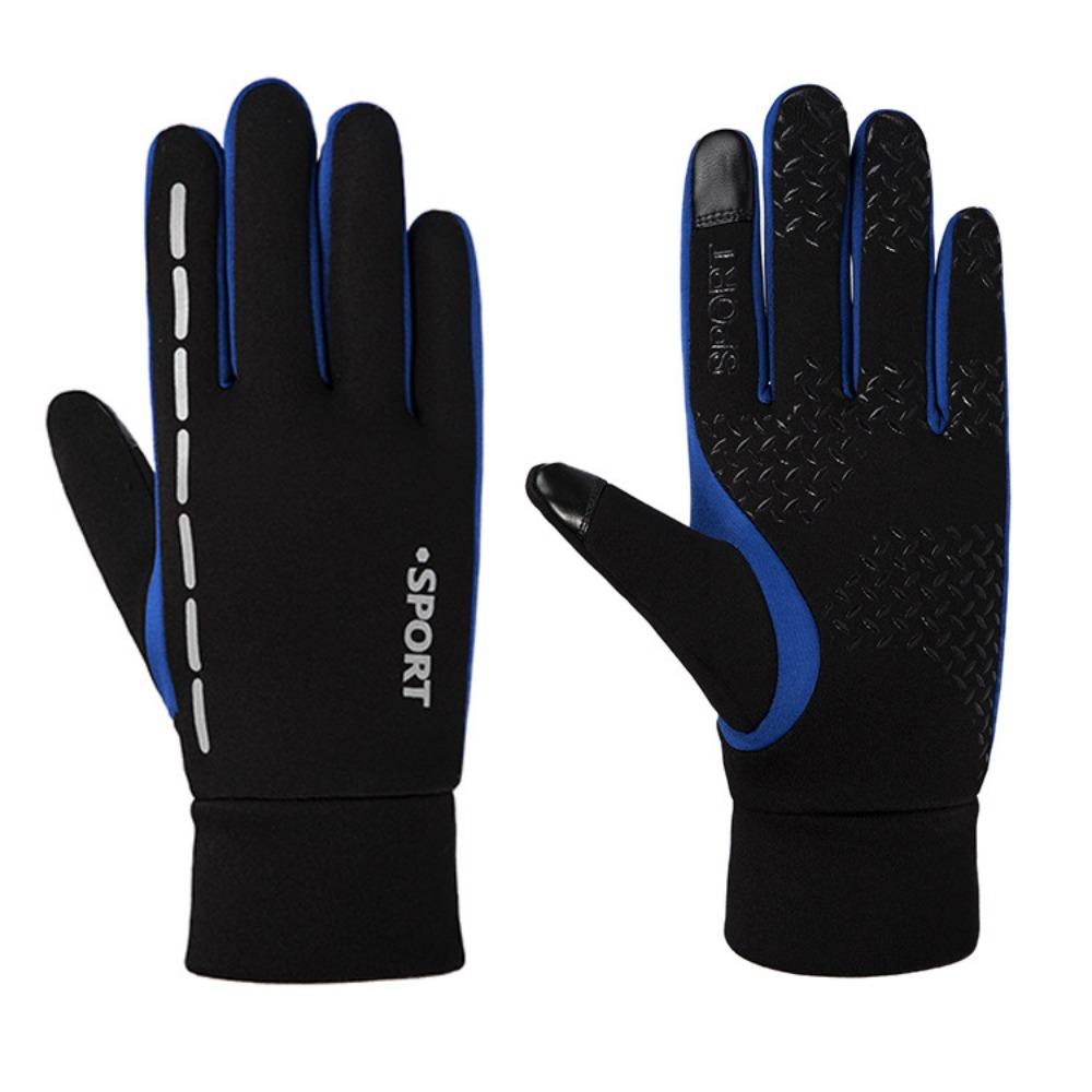 Reflective Strip Thermal Gloves Women and Men Winter Full Finger Climbing Mountain Riding Outdoor Sports Bicycle Velvet Gloves