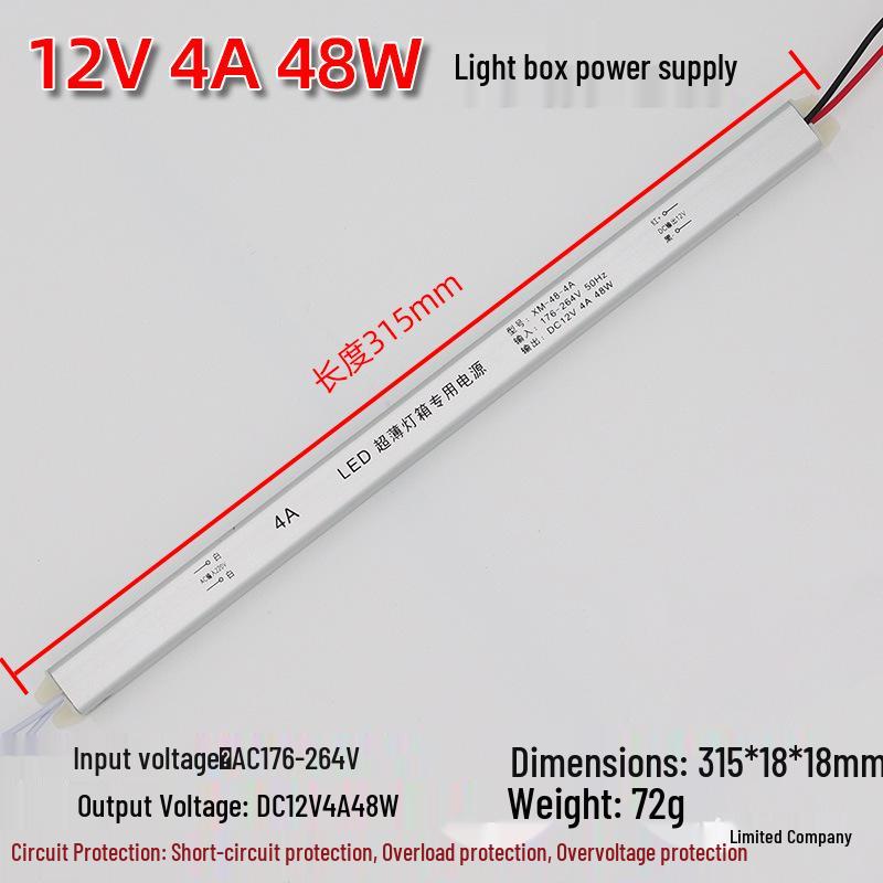 LED Ultra-Thin Fabric Light Box Switchable Power Supply, 12V/24V, Long Strip, 60W to 400W