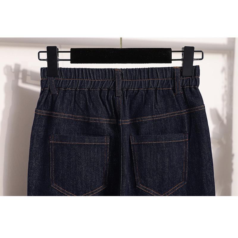 DIMANAF 2026 Plus Size Spring Summer Women Jeans Pants Denim Elastic Waist Oversize Fashion Pants 5XL Blue
