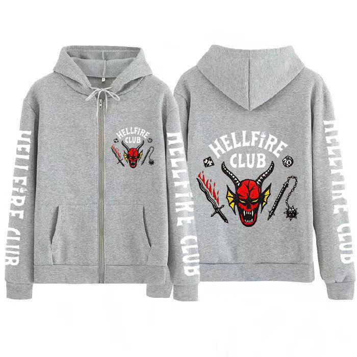 Stranger Things Printed Hooded Loose Zipper Jacket