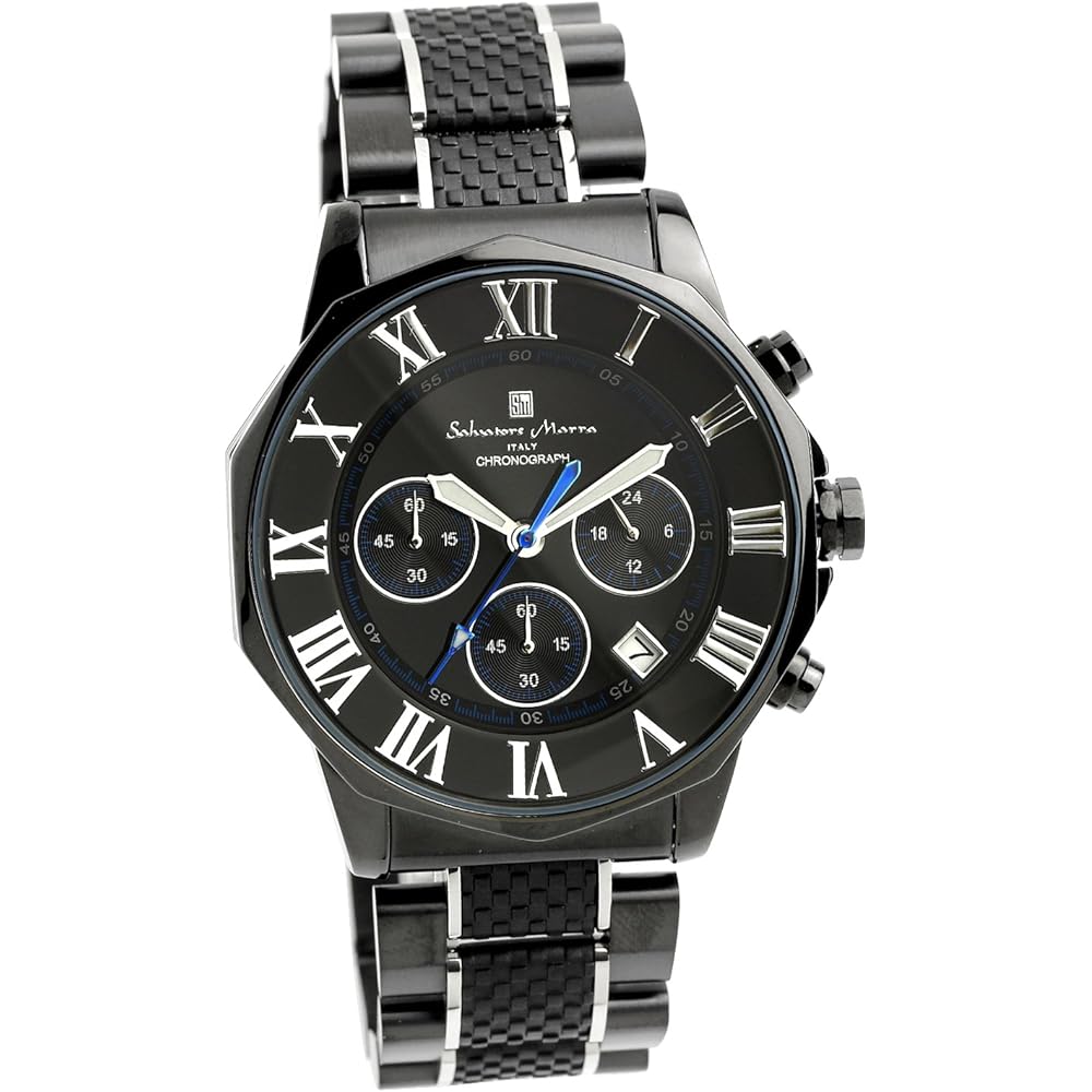 Salvatore Marra Men s Chronograph Watch 10 ATM Water Resistant Black Blue Limited Edition