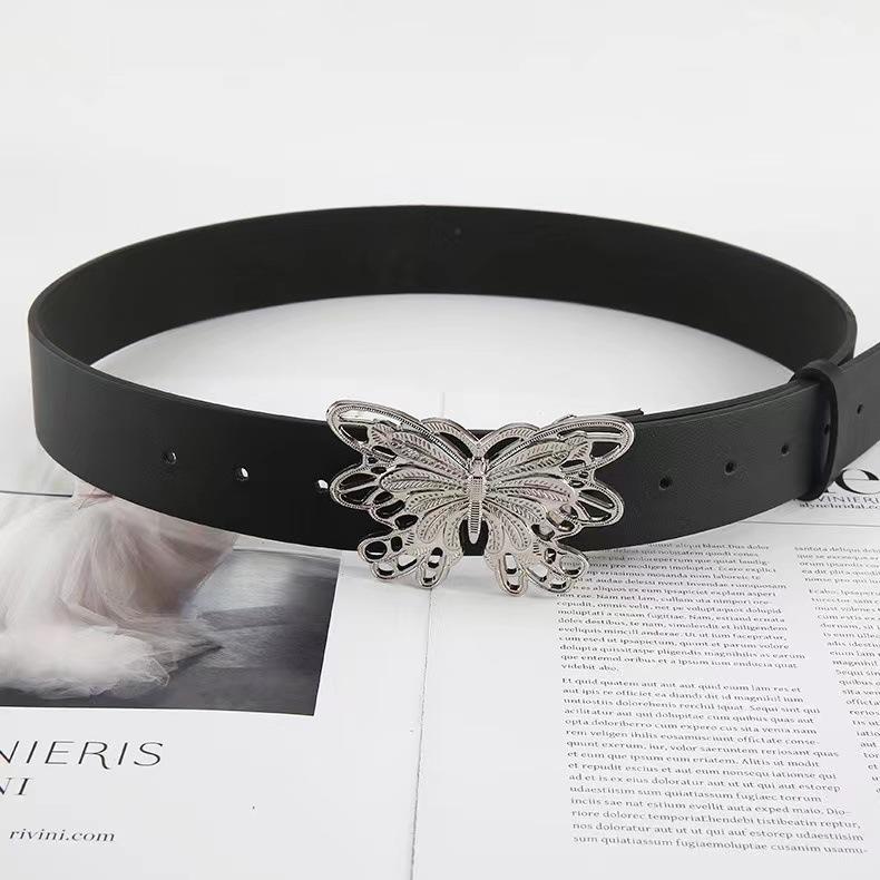 Wide Waist Seal Butterfly Spice Girl Premium Sense Wide Belt Ladies Wind Belt Black Decorative Jeans Belt