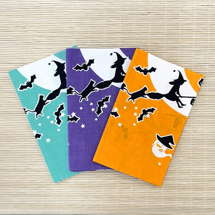 Somenoanbo Tenugui Halloween Hand Authentic Made in 35cm x 100cm "Witch's Orange" Towel, Dyed, 100% Cotton, Tokuoka, Japan,