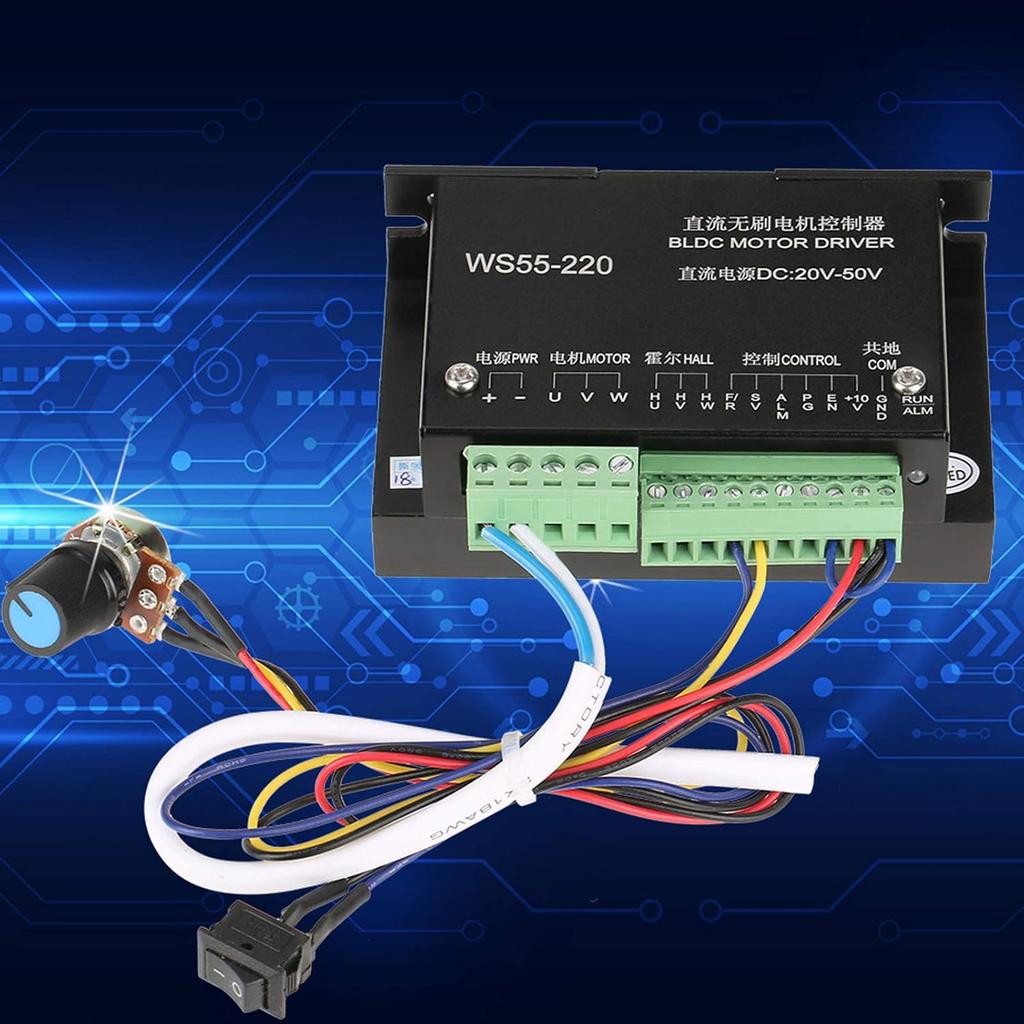Motor-Treiber-Controller, WS55-220 DC 48V 500W CNC Bürstenloser Spindel BLDC Motor-Treiber-Controller mit Überspannung, Überstrom