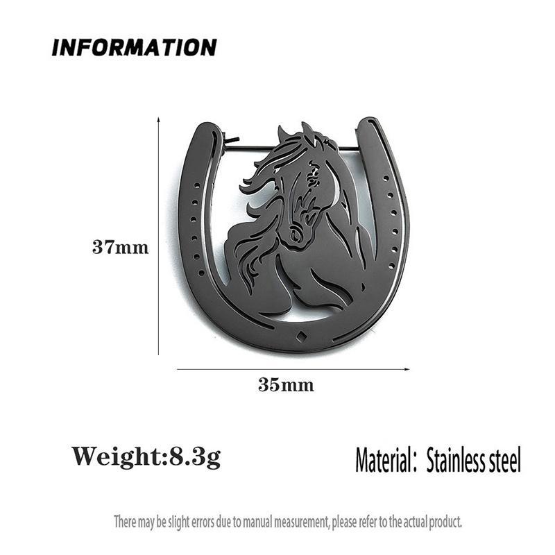 Western-Style Horseshoe Brooch Hollow-Out Horse Metal Pin Denim Backpack Embellishment Outdoor Casual Pins Accessory 1Pc