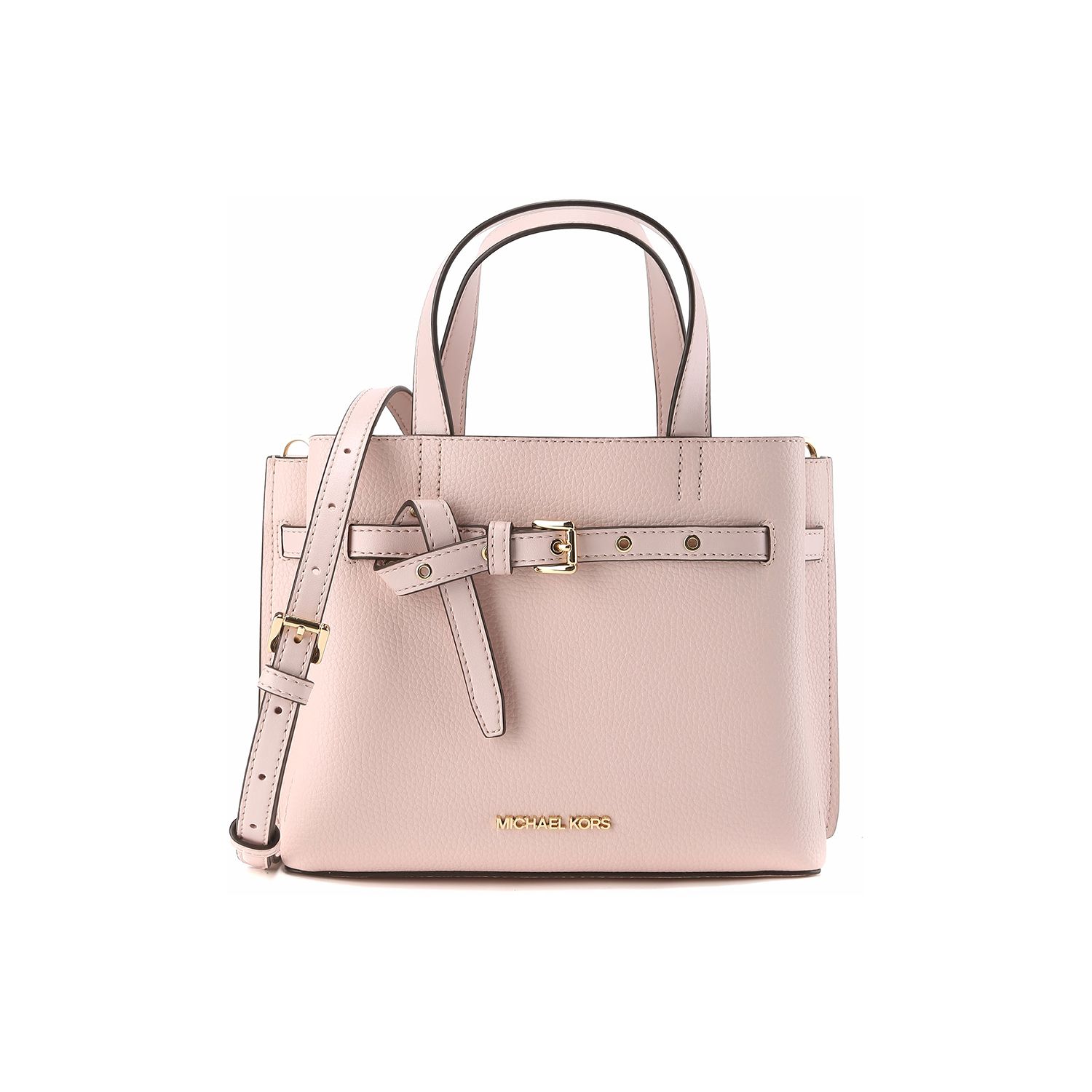 

Michael Kors MK Emilia Solid Commuter Belt Buckle Leather Tote Bag Shopping Bag Shoulder Handbag Small Women Tote Blush-Pink 35F0GU5S5T-648 Basic Set (Bag+Dust Bag)